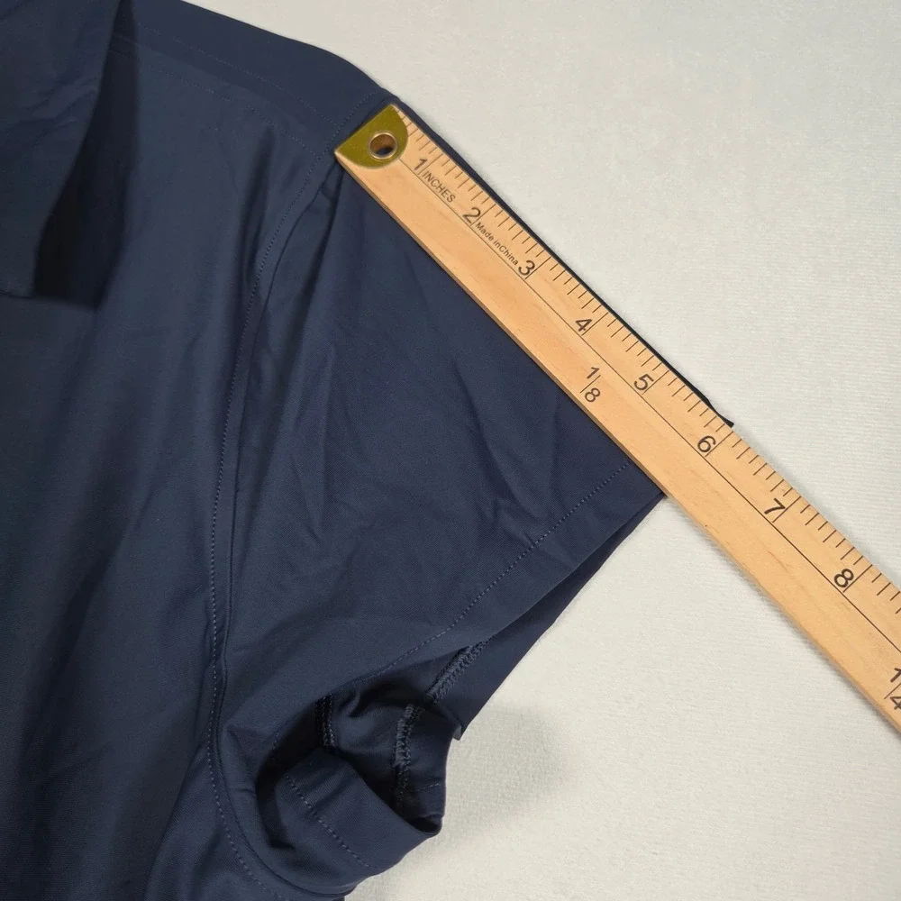 Spanx Sunshine Collared Drawstring Waist Dress XL Navy Blue Carry On Athleisure